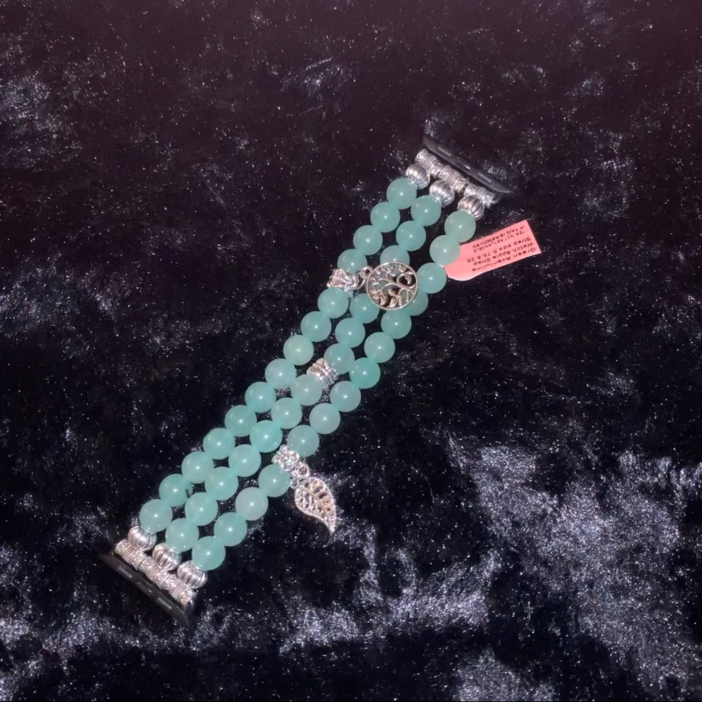 Apple Watch strap green aventurine bracelet charms